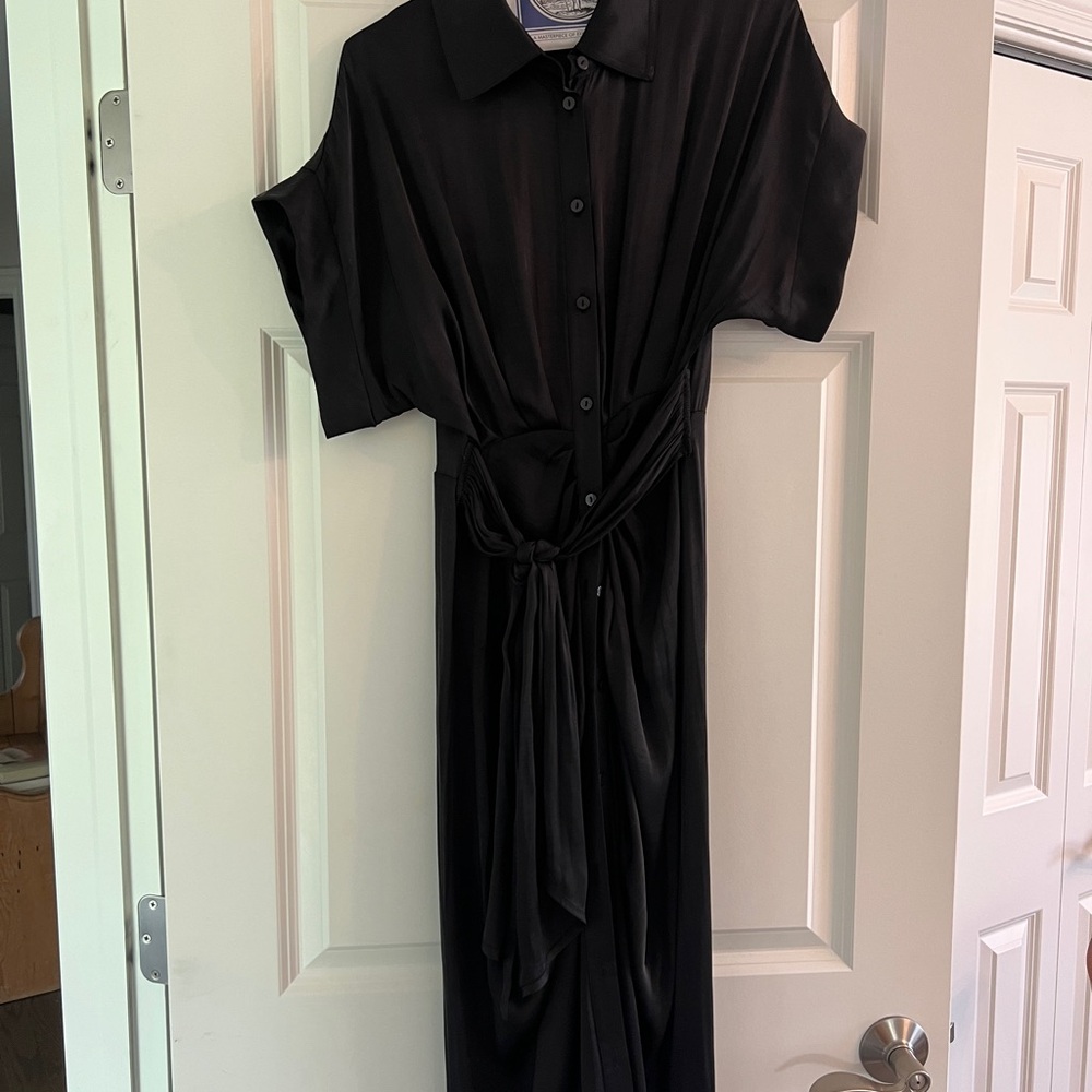 Steve Madden Black Polo Collar Wrap Dress